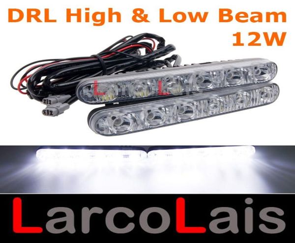 2x6 LED 12W Yüksek Düşük Kirli Araba Kamyonu DRL Gündüz Koşu Işıkları Günü Sürüş Sis Evrensel Işık 26 White3343257