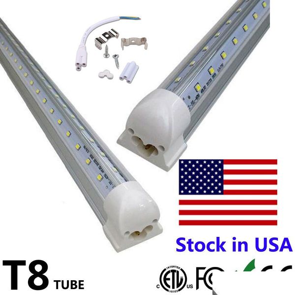 Tubos LED Cooler Porta Tubo V em forma de 8Ft Luzes 4Ft 5Ft 6Ft 8 Pés T8 56W 72W 120W Dupla Face Integrada Lâmpada Fluorescente Drop Deliv Dhrgw