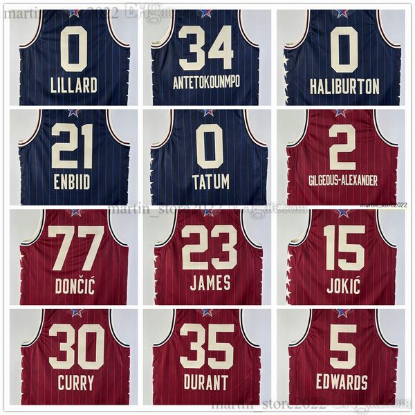 2024 Maglia da basket All-Star Haliburton Antetokounmpo Lillard Embiid Tatum Doncic LeBron 23 James Durant Jokic G i l g e o u s - A l e x a n d e r Curry Edwards Uomini Donne Gioventù