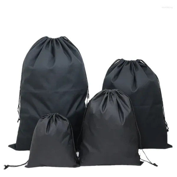 Sacos de armazenamento à prova d'água saco de cordão sapatos roupa interior viagem esporte nylon preto organizador roupas embalagem para uso ao ar livre