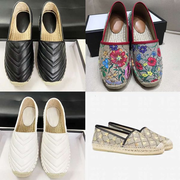 Luxus Designer Espadrilles Frauen Slip On Schuh Sommer Frühling Plattform mit Buchstaben Schnalle Loafer Mädchen Echtes Leder Weiche Sohle Leinwand beiläufige Schuhe mit Box Tasche NO36