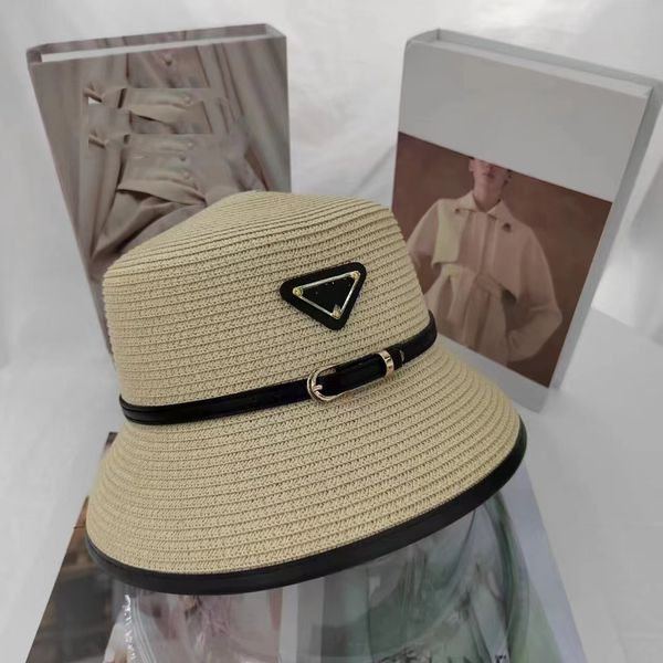 Chapéus femininos de aba larga, chapéu balde de designer para mulheres, gorro de praia, chapéu de palha para férias, praia e verão