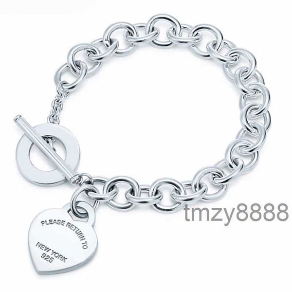 Bracciali di design 100% argento sterling 925 originale autentico classico braccialetto a forma di cuore regalo squisiti gioielli da donna 5NO4