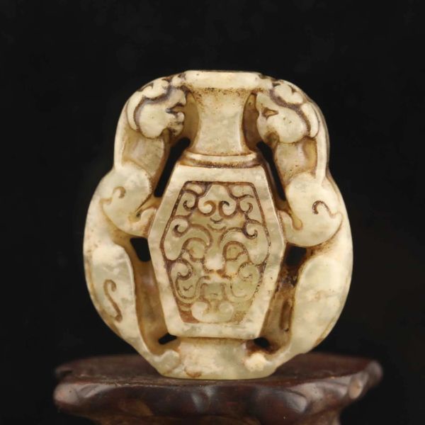 Anhänger Alte chinesische natürliche Jade handgeschnitzte Statue Drachenanhänger d9