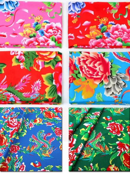 Vestidos tecido rayon de algodão puro pelo metro para roupas vestidos costura verão pano impresso estilo chinês flores macio respirável diy