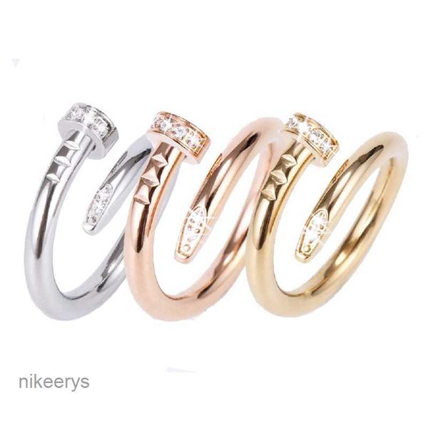 Liebesringe Damen Luxusschmuck Titanstahl Nagelring Mode Lässig Damen Geschenk mit CZ Diamant Valentinstag Vorschlag 3TYU