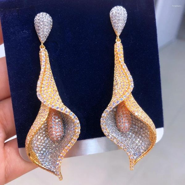 Dangle brincos missvikki luxo grande lírio pingente para mulheres diário brilhante na moda original menina presente flor de alta qualidade acessórios coreanos