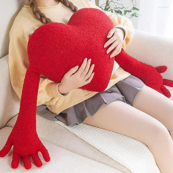 Cuscino per divano con cuore d'amore, morbido abbraccio accogliente con braccia imbottite per l'arredamento romantico della camera, regalo di San Valentino