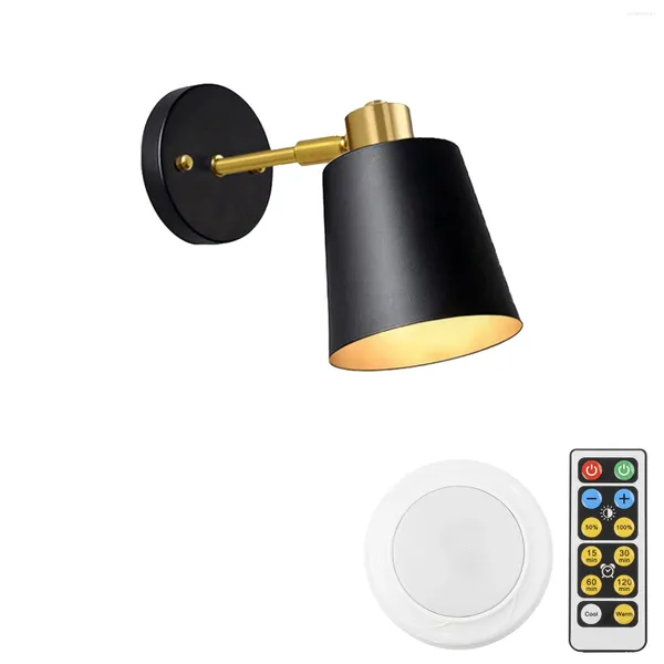 Lâmpada de parede 1 pcs temporizador bateria remoto LED escurecimento 100 lumens ângulo ajustado iluminação de metal preto estilo moderno para cozinha