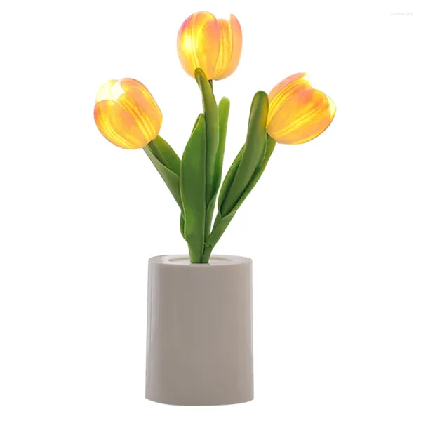 Nachtlichter, romantische Tulpen, künstliche Blumen, Licht, batteriebetrieben, Tulpen-LED-Nachttisch-Atmosphäre für Innendekoration, Geschenke