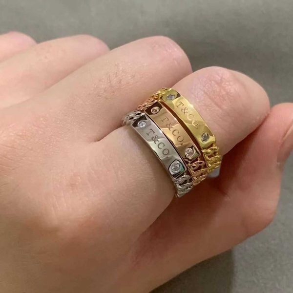 Bandringe t Family S925 Ganzkörper-Tiffany-Net-Material aus reinem Silber, Diamantring im Paar-Stil, modisch und elegant, personalisierter Tiffany-Ring aus Silber