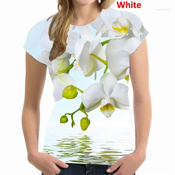 Herren T Shirts 2024 Damen Sommer Tops Blume Kurzarm Casual Bedrucktes Hemd Orchidee Bluse