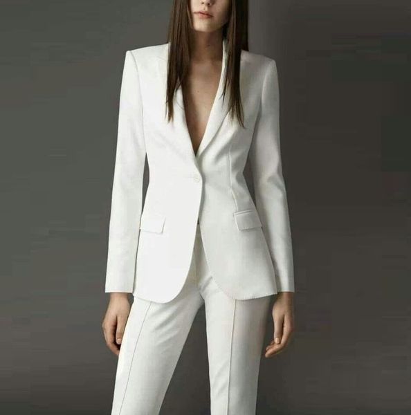 Novo branco feminino ternos senhora formal negócios escritório smoking mãe festa de casamento ocasiões especiais senhoras conjunto de duas peças calças jaqueta a11