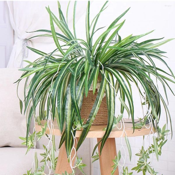 Flores decorativas 2 pçs parede decoração artificial grama interior plantas de escalada flor falsa vegetação pendurado samambaias simulação cesta trilha