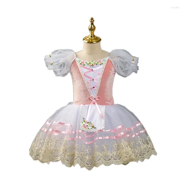 Stage Wear Giselle Costumi lunghi per balletto Rosa Tutu romantico Abito in tulle Ragazze Donne Adulte Skate Ballerina Performance Coro