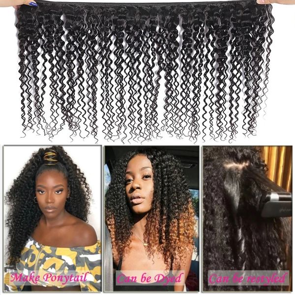 Afro Kinky Kıvırcık Demetler 12a Brezilya İnsan Saçları Dokuma Jerry Kinky Kıvırcık Saç 100g/PC Virgin Saç Uzantıları Doğal