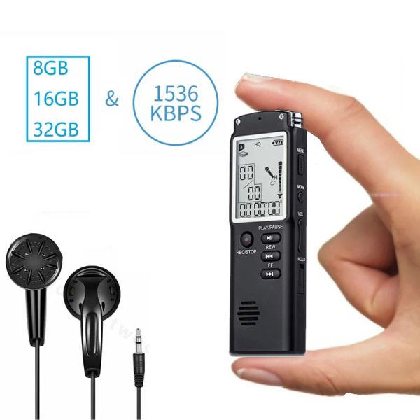 Registratore 8GB/16GB/32 GB Registratore vocale attivato con microfono USB Professional Professional 96 ore Dittaphone Digital Audio audio Record MP3 Player