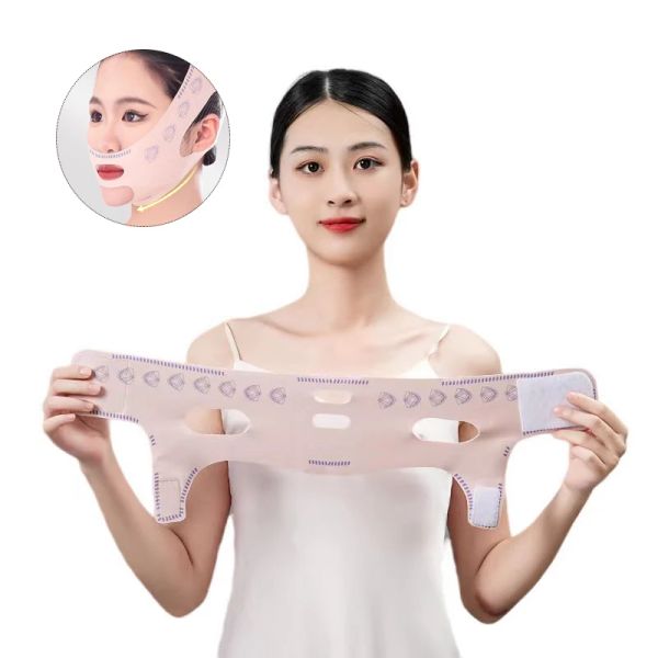 Agulhas bandagem v lift máscara elástica emagrecimento shaper feminino contorno facial reduzir queixo duplo bochecha acima cinto rosto fita