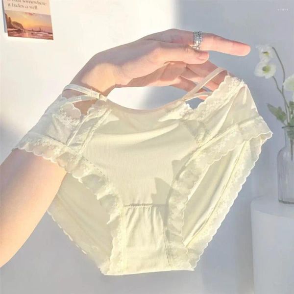 Damenhöschen, atmungsaktiv, transparent, für Mädchen, Wäsche, Baumwolle, Schritt, mittlere Taille, Seide, süße Slips, Mesh, Frauen, Spitze, koreanische Unterwäsche