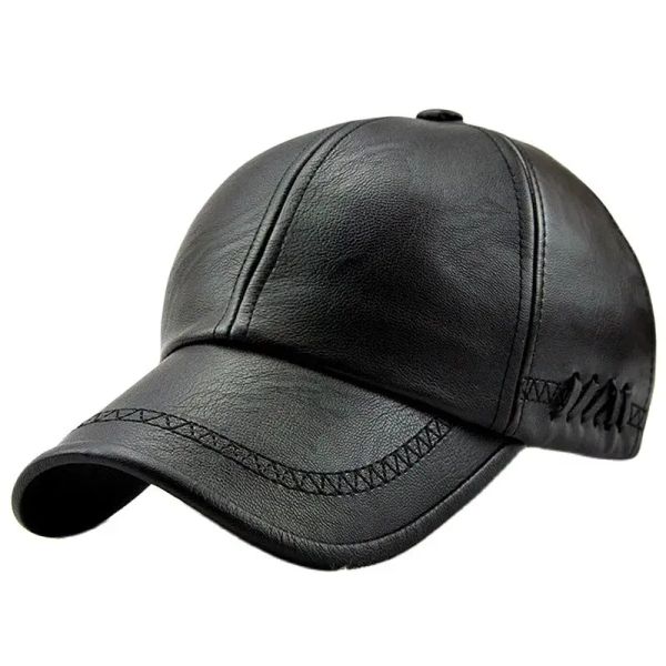 Conjuntos xtrês nova moda de alta qualidade primavera inverno falso couro boné de beisebol para homens casual moto snapback chapéu masculino boné atacado