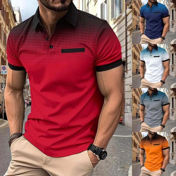 Erkek Tişörtleri Moda İlkbahar ve Yaz Günlük Kısa Kollu Düğmeler Yakel Erkekler Kravat Erkek Kapşonlu