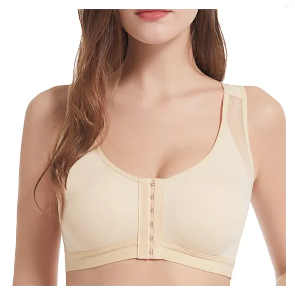 Reggiseni sportivi da donna, confezione da 2, per anziani, chiusura frontale, senza fili, comfort, sfoderato, imbottito, convertibile, reggiseno push up.