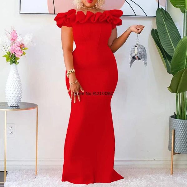 Etnik Giyim Kırmızı Sarı Beyaz Siyah Maksi Afrika Elbiseleri Kadın Giysileri Tanıtım Uzun Etek Balo Akşam Partisi Bandaj Elbise