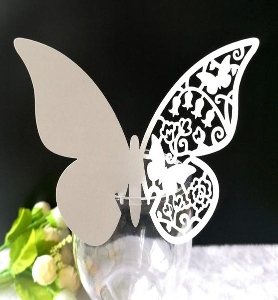 Cartões de lugar cortados a laser com cartões de nome de corte de papel de borboleta para decorações de casamento PC10021856685
