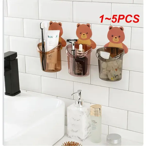 Set di accessori per il bagno 1-5 pezzi Accessori per il bagno di casa Porta spazzolino Portaoggetti per dentifricio Supporto per tazza per montaggio a parete