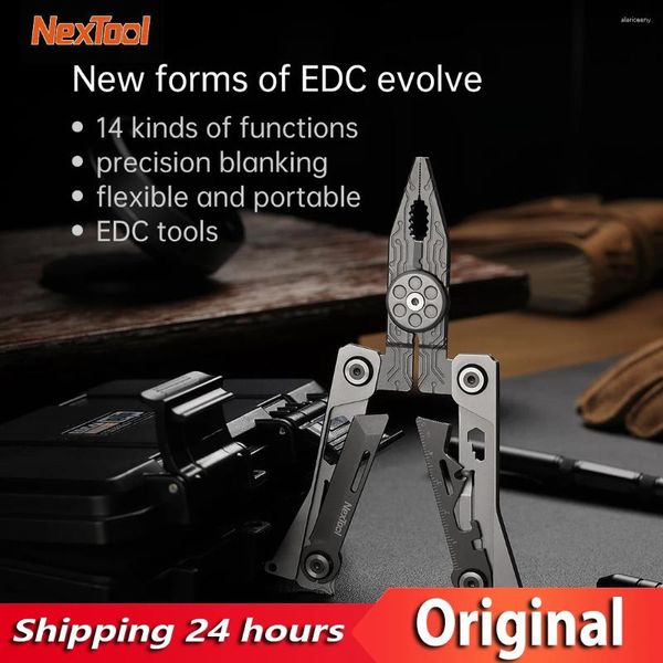 Lanternas Tochas Youpin Nextool Silver Blade EDC Tool 14-em-1 Multi-Tool Set Outdoor Multifuncional Alicate Portátil Faca Dobrável