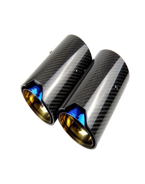 1PCS Universal M LOGO Burnt Blue Carbon Fiber Auspuffblenden Für M Performance auspuffrohr Für Auspuffblenden4983219