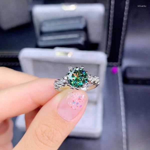 Küme Yüzük Teal Mozaik Yüzük VVS Lab Diamond, GÜZEL S925 STERLING Gümüş tarafından İnce Mücevher Testini Geçiyor