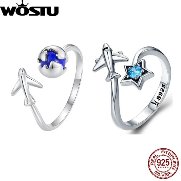 Anelli WOSTU originale tour globale in argento sterling 925 anello aperto regolabile gioielleria raffinata per le donne gioielli souvenir da viaggio in aereo