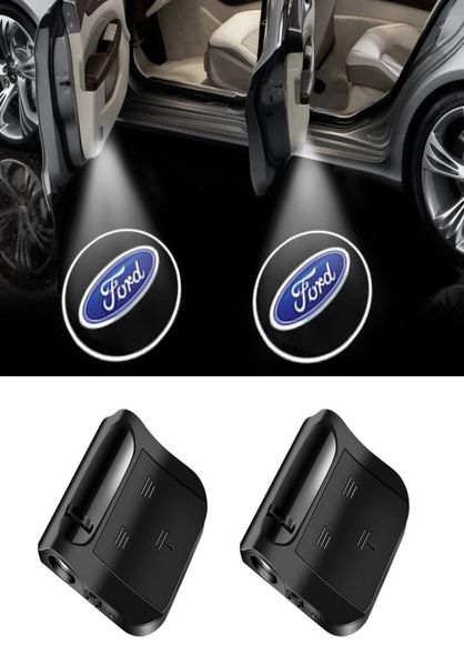 2 unidades LED lâmpada de porta de carro projetor luz logotipo de boas-vindas laser automóvel fantasma sombra para Ford Kuga Fiesta EcoSport MK Mustang FOCUS4054605
