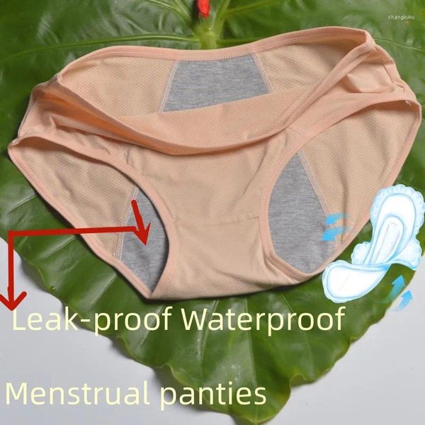 Calcinha feminina para menstruação mulheres plus size à prova de vazamento à prova d'água cintura alta cuecas sanitárias biquíni roupa interior rosa lingerie L-8XL