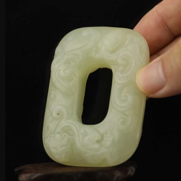 Pingentes antigo china jade natural mão esculpida estátua jade dragão pingente fênix d8