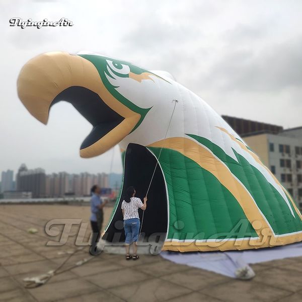 Atacado atacado gigante inflável águia careca túnel de futebol dos desenhos animados animal mascote modelo 4.5mh (15 pés) com passagem do ventilador para evento esportivo