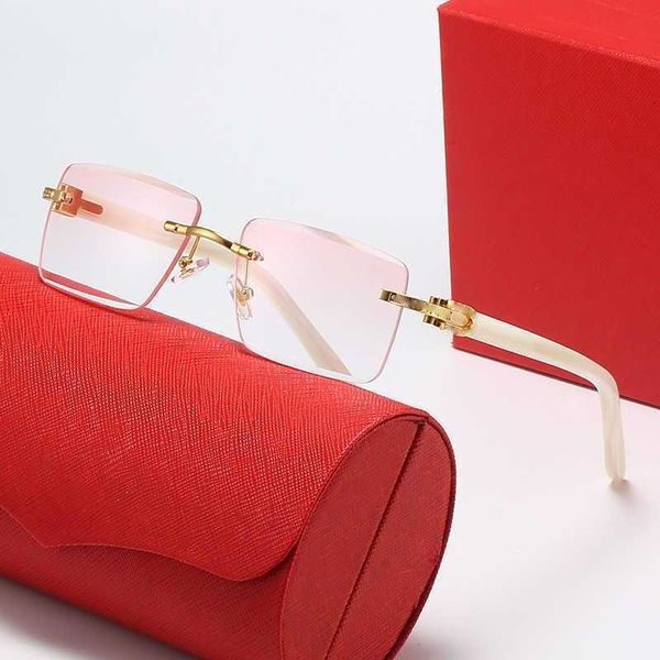 Cartie designer de óculos de sol para homens e mulheres nova tendência da moda esportes casuais sem moldura retangular óculos de diamante armação com caixa de óculos NO6