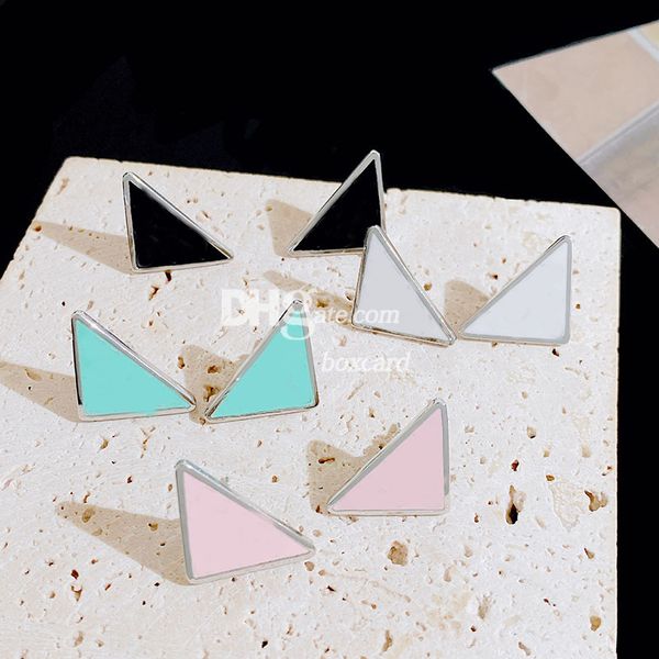 Clássico s925 brincos de prata studs vintage triângulo brincos de metal carta banhado a pregos para mulher