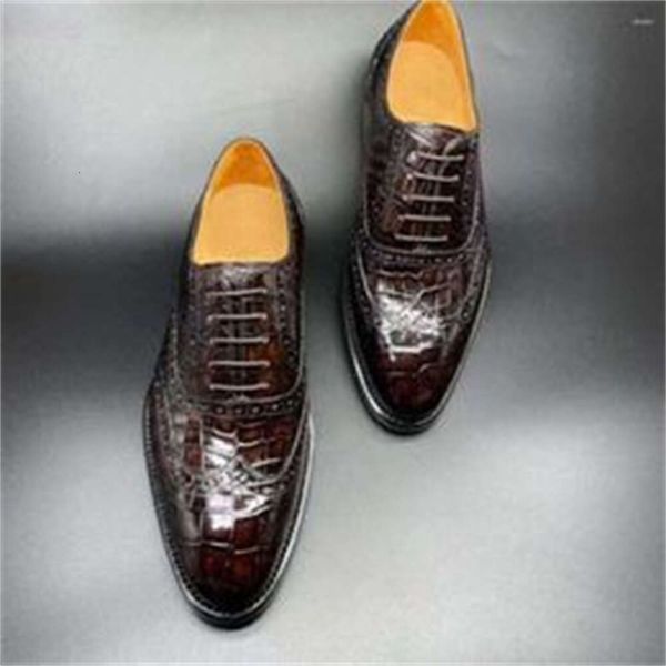 Scarpe eleganti Melei Crocodile fgLther Men Rfgund Head fgLae-upfg Wear-resting Buss Male Fomal