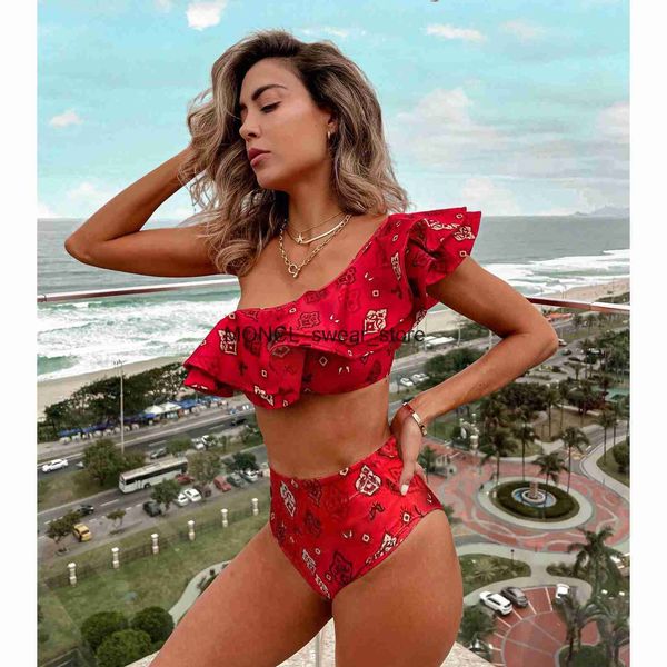 Costumi da bagno da donna Costume da bagno monospalla Stampa Bikini Bikini brasiliano Set Vita alta Costumi da bagno Costume da bagno Estate BeachwearH2422088