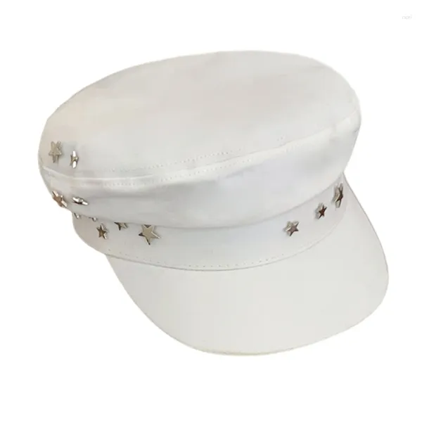 Berets moda rebite chapéu homens mulheres sboys boné primavera verão sunproof militar duckbill plana para
