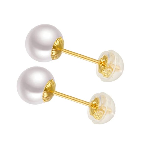 Back Sinya Classical Gold Earring Natural Perfect Pearls Round High Lustre Au750 Fine Gioielli donne Mamma Mum Best Gift Newhot