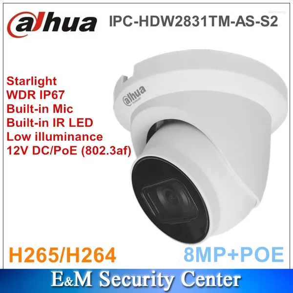 Оригинальная сетевая камера Dahua IPC-HDW2831TM-AS-S2, 8 МП, встроенный микрофон, CCTV Lite, ИК, POE, глазное яблоко