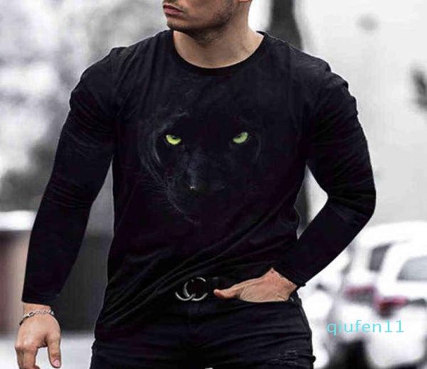 2022Langarm-T-Shirt Black Panther Digitaldruck Herren039er Rundhalsausschnitt lockeres Sommer-T-Shirt3041708