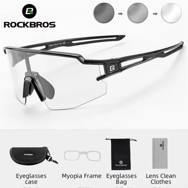 Óculos ROCKBROS Ciclismo Óculos UV400 Fotocromático Proteção Solar Esportes Óculos Bicicleta MTB Estrada Miopia Quadro Bicicleta Óculos de Sol