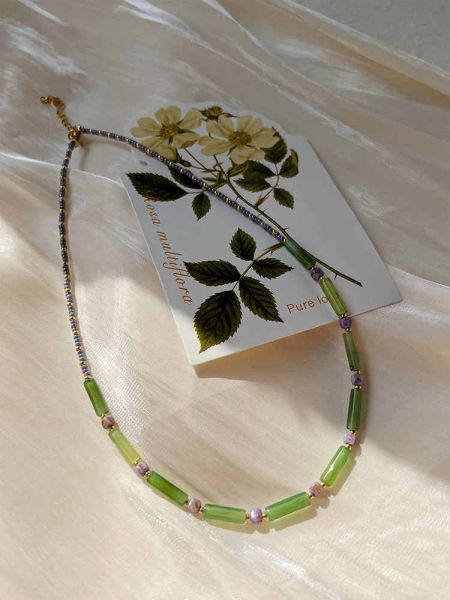 Collane Pietra naturale Uva Agata verde Collana regolabile con perline Design di nicchia Girocollo da donna Romantico lusso con catena clavicola