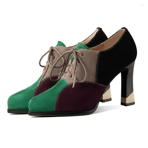 Scarpe eleganti 2024 Moda Donna Décolleté Lusso Primavera Estate Piattaforma in pelle Chunky Oxford Donna Tacchi alti Designer Nero Verde