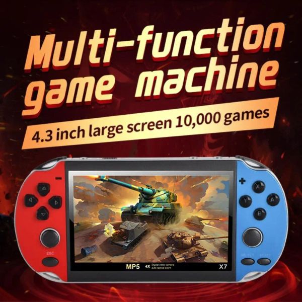 Игроки X7 Retro Portable Mini Handheld Console Console 4,3 дюйма 10000 БЕСПЛАТНАЯ ИГРЫ ПОДДЕРЖКИ TV OUT видеоигры Машины мальчик