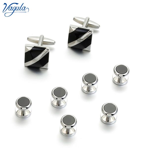 Manschettenknöpfe VAGULA 8-teiliges Set Manschettenknöpfe Kragenstecker Top-Marke Spinki Tuxedo Gemelos Hochzeitsgeschenk 420